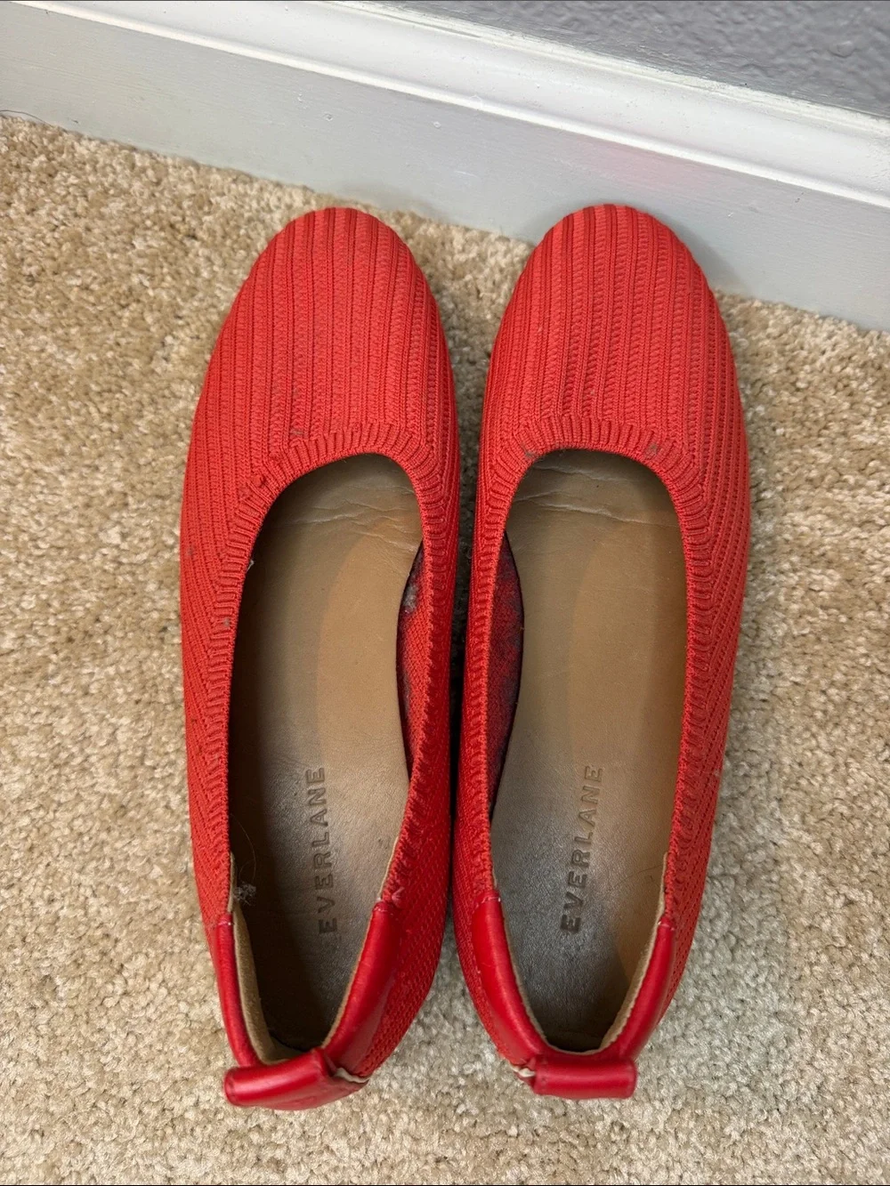 Everlane Day Glove Flats in Red Knit Ballet Flats Size 7 - Picture 7 of 8